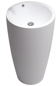 white solid surface stone resin pedestal sink