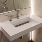 solid surface sink with brackets